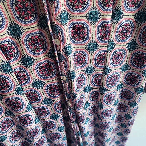 Chico's Medallion Midi Button Down  Shirt Dress Printed 1 Stretch Medium - Picture 8 of 13